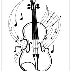 Musical instrument violin coloring page for preschool ca