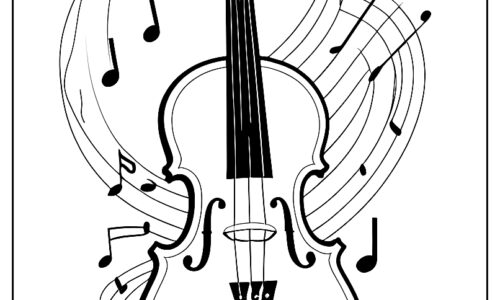 Musical instrument violin coloring page for preschool ca