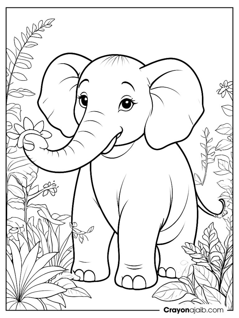 Nature loving elephant coloring page ca