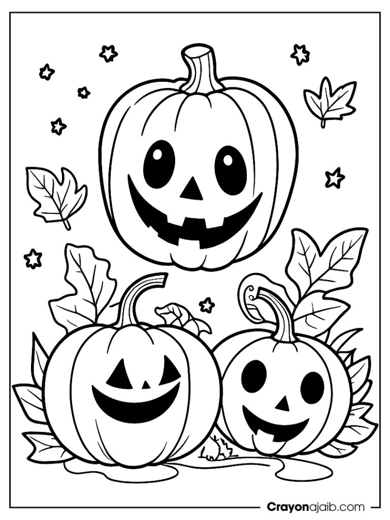 Pair of pumpkins with halloween theme crayonajaib