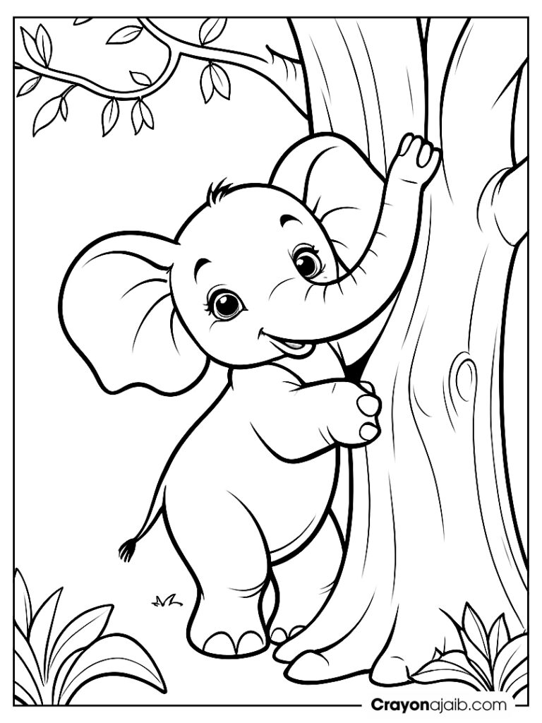 Peekaboo elephant coloring page ca