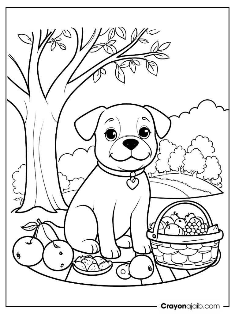 Picnic dog coloring page ca