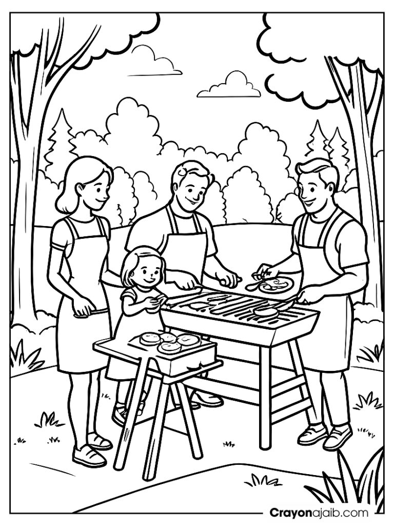 Picnic grill coloring page ca