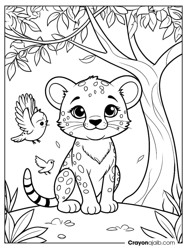 Playful cheetah cub coloring page ca