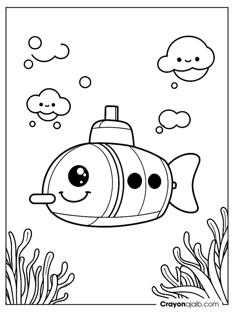 Playful submarine with bubbles for children ca