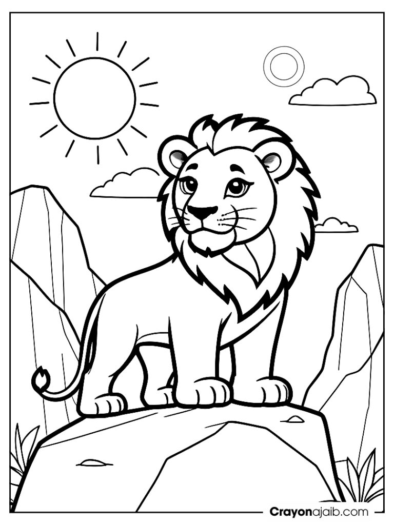 Proud lion silhouette coloring page ca