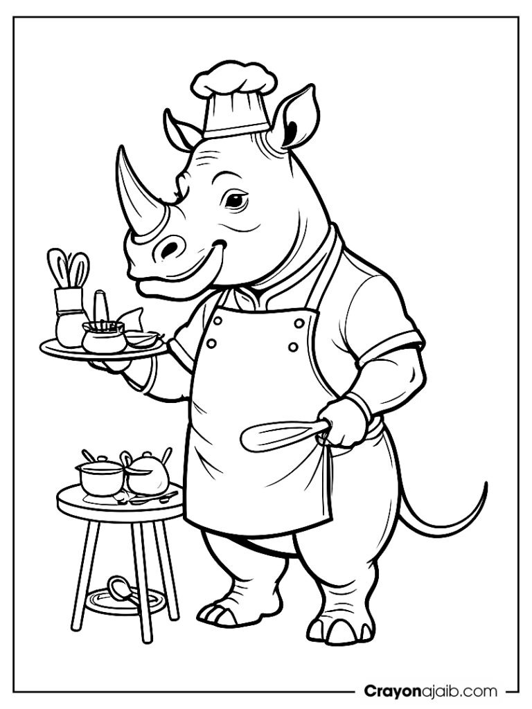 Rhino chef coloring page ca