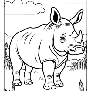 Rhino in grassy field