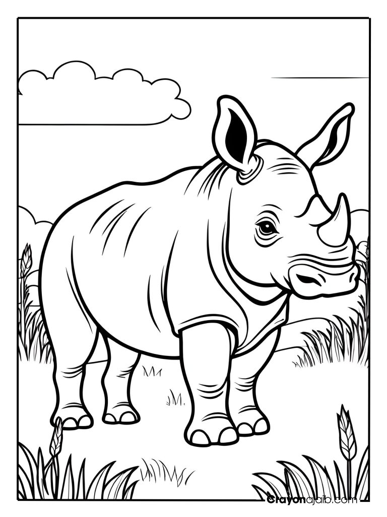 Rhino in grassy field