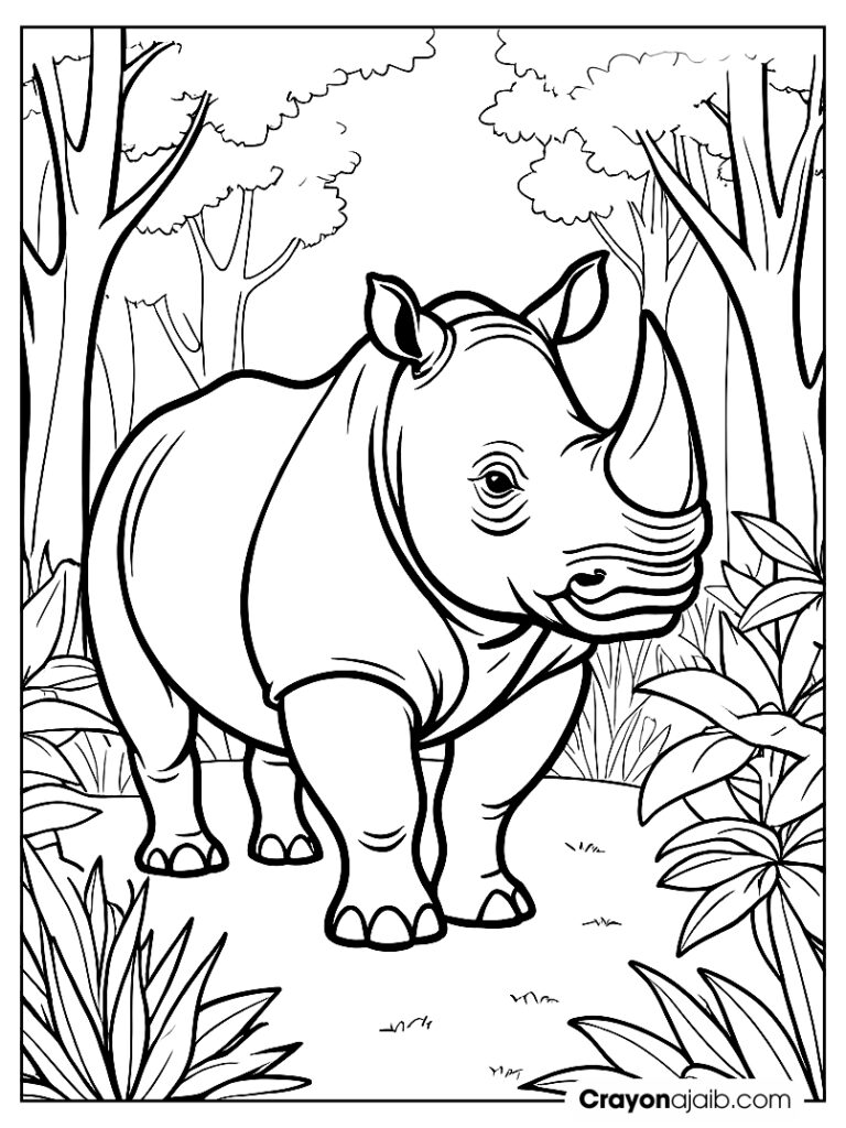 Rhino in the wild coloring page ca