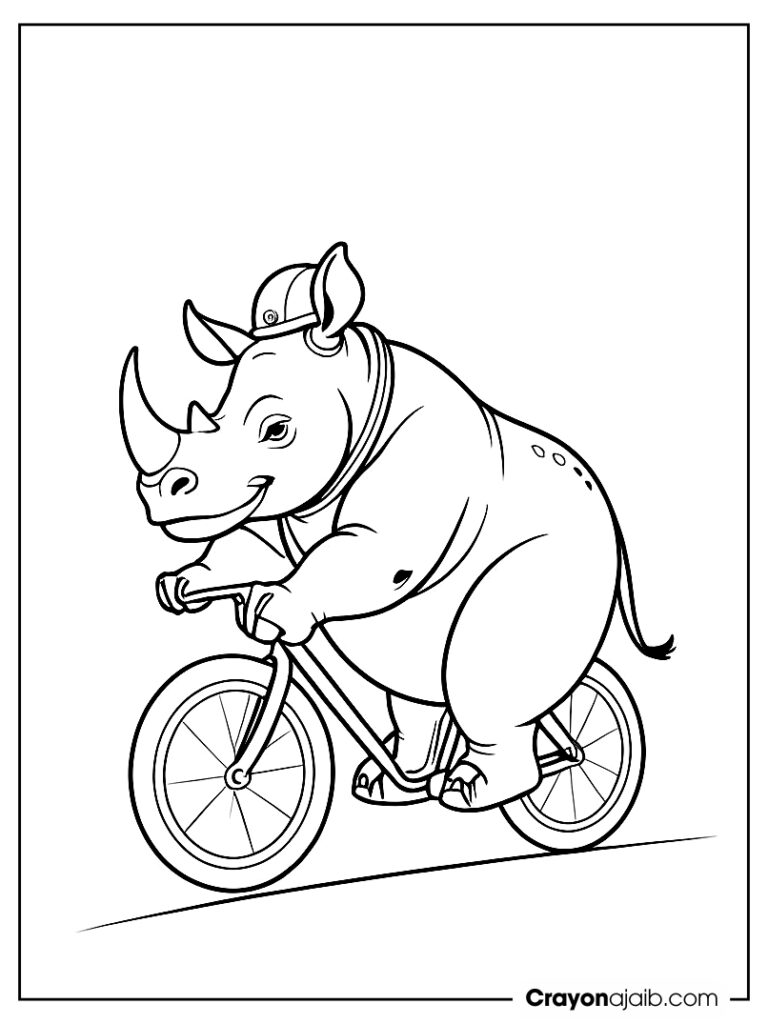 Rhino on a ride coloring page ca