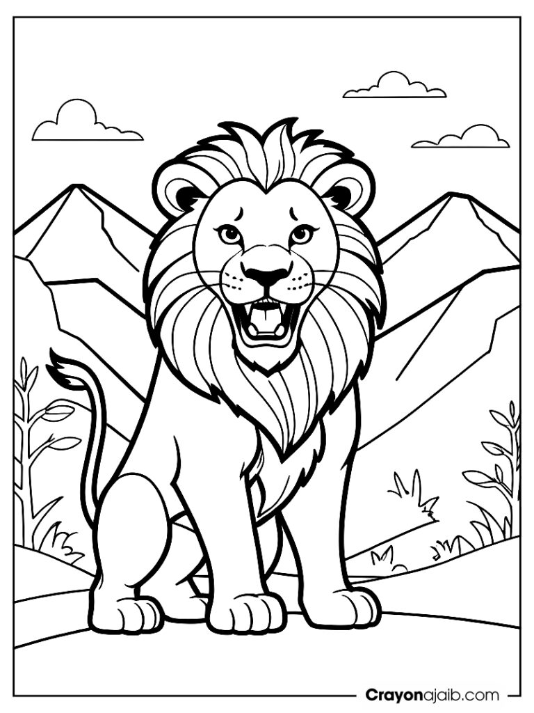 Roaring lion silhouette coloring page ca