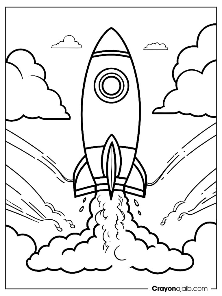 Rocket ship on a launch pad for kids ca