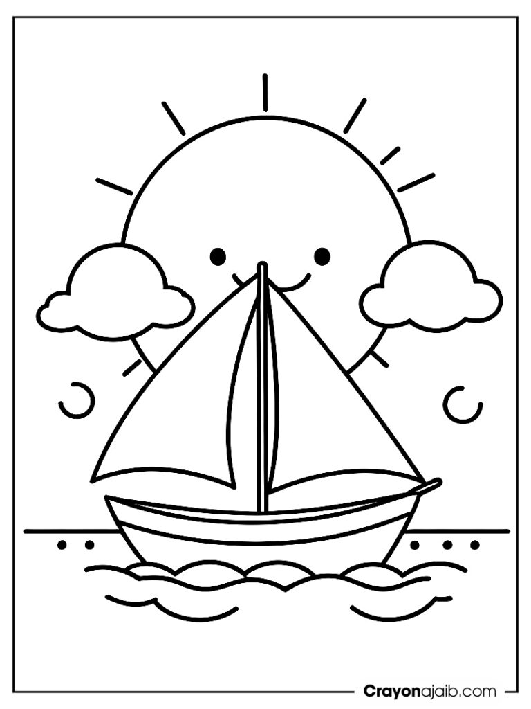 Sailboat with sun and clouds in the sky ca