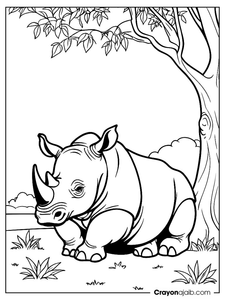 Shady tree rhino coloring page ca