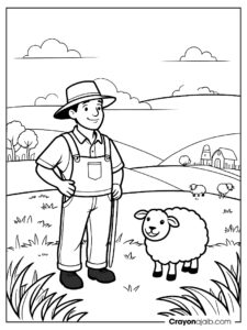 Simple farm coloring sheet ca