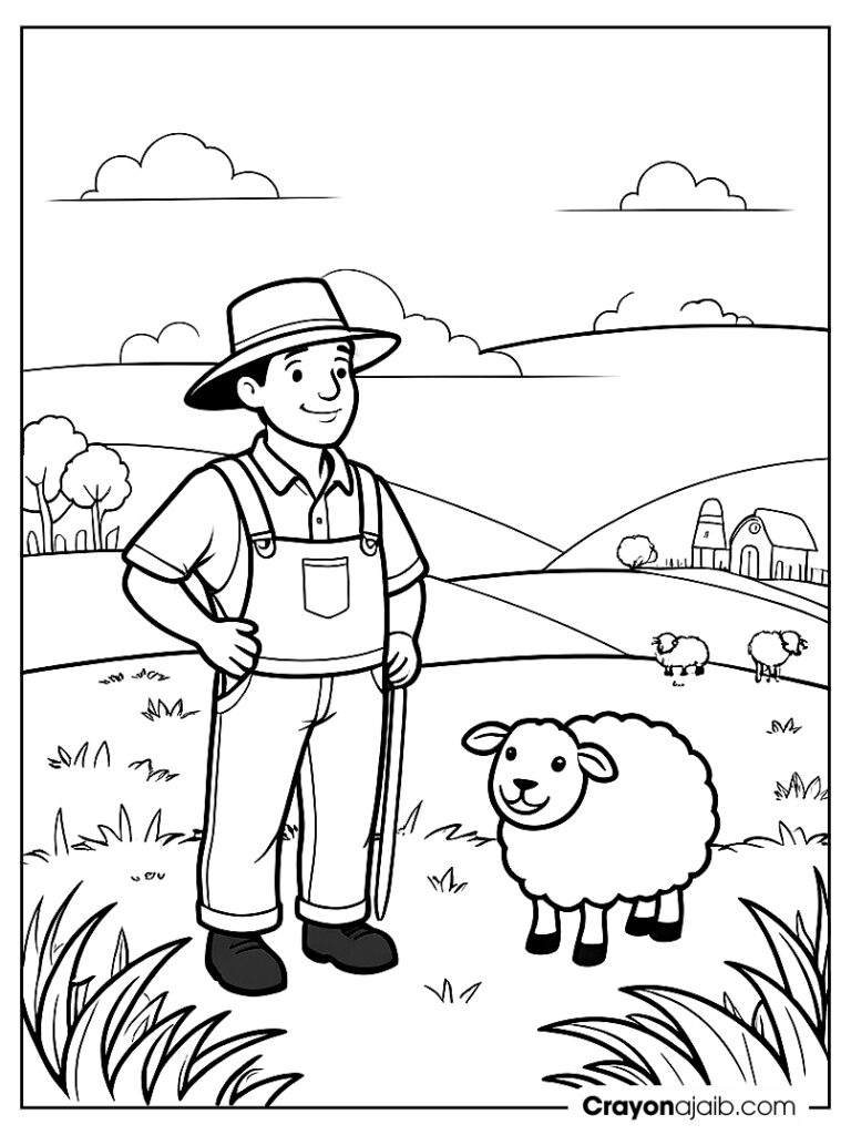 Simple farm coloring sheet ca