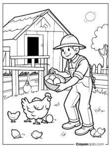 Simple farm life coloring page ca