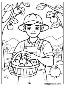 Simple farmer coloring sheet ca