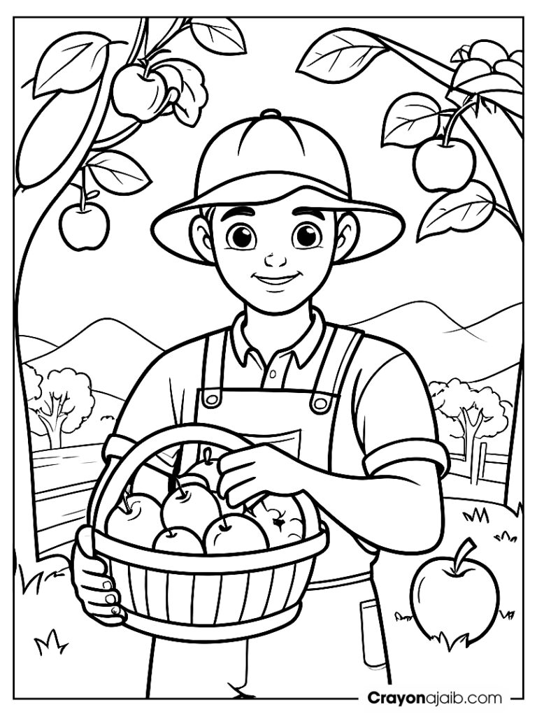 Simple farmer coloring sheet ca