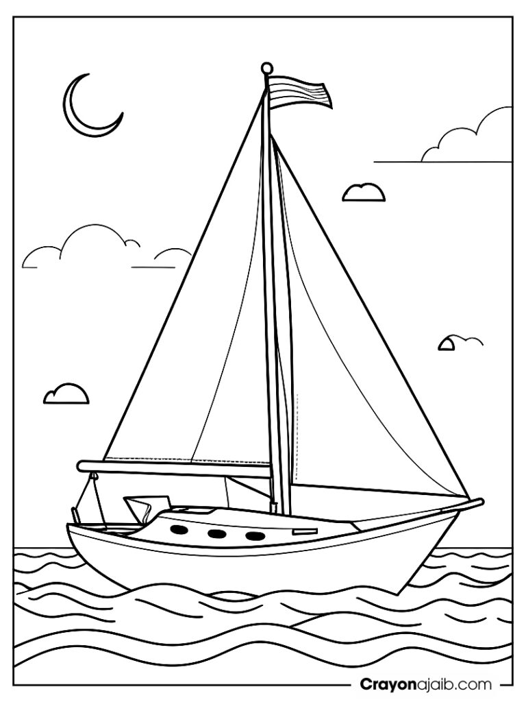 Simple sailboat with large sail for kids ca