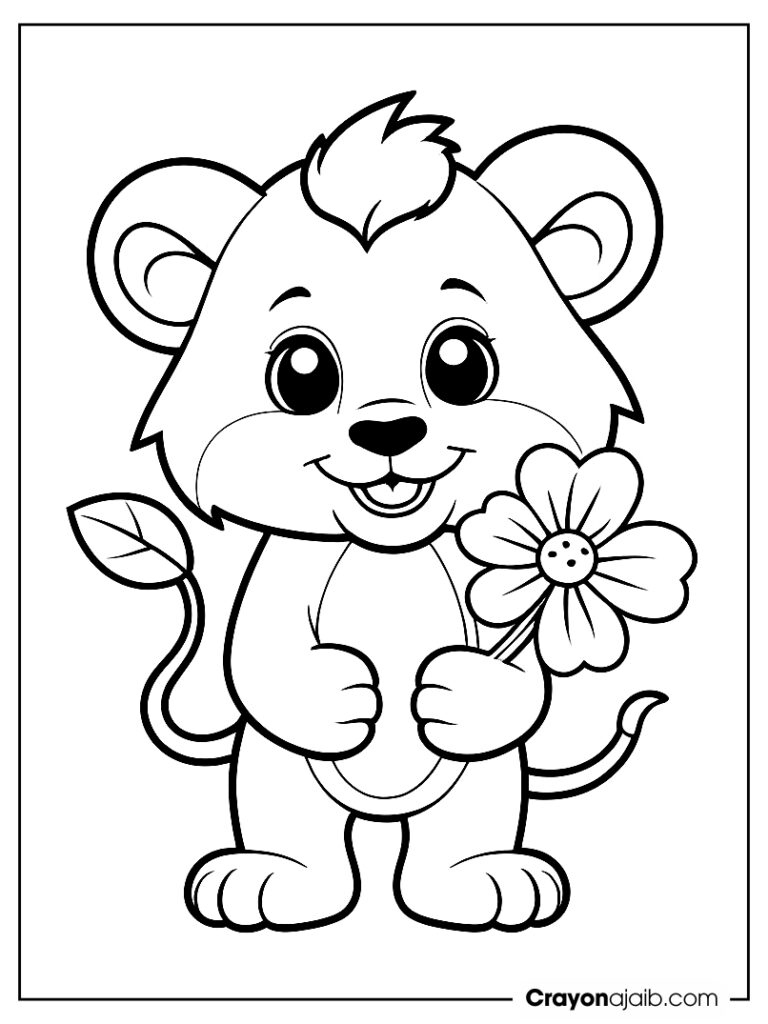 Smiling lion cub coloring page ca