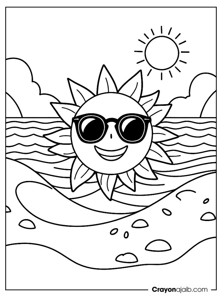 Smiling sun coloring page ca