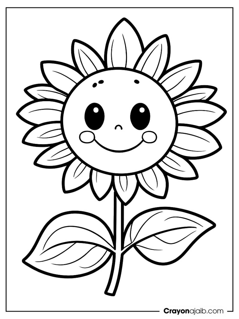 Smiling sunflower line art ca