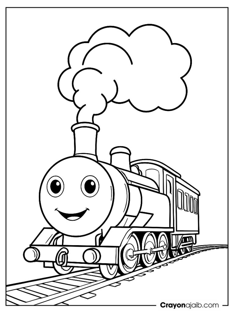 Smiling train with smoke for preschool ca