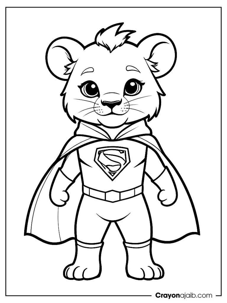 Superhero lion cub coloring page ca