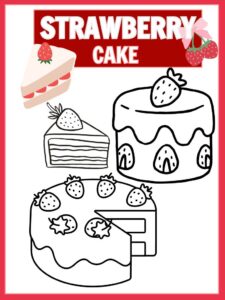 Sweet strawberry cake coloring