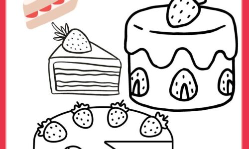 Sweet strawberry cake coloring