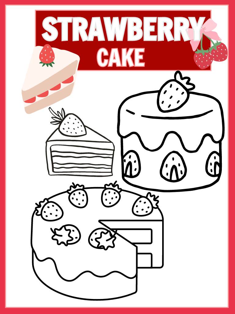 Sweet strawberry cake coloring