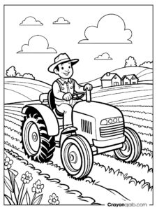 Tractor farmer coloring page ca