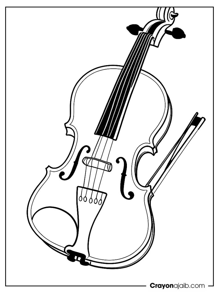 Violin with bow coloring page ca