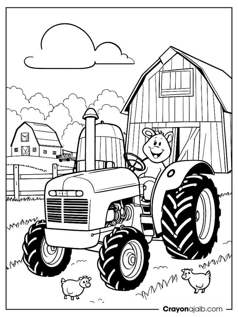 A cheerful tractor with a friendly smile ca