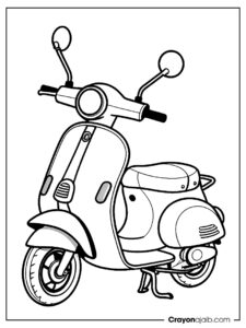 Adorable scooter image features simple, rounded wheels and a soft handlebar ca