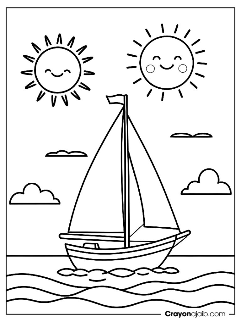 Charming sailboat illustration introduces kids to basic weather elements ca