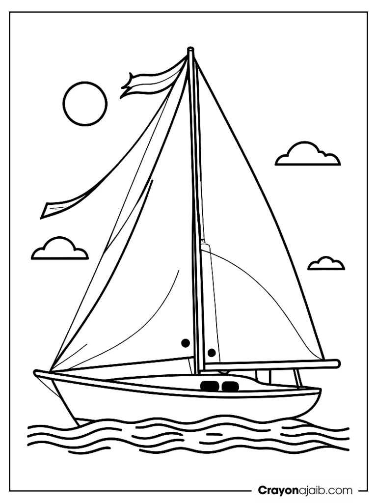 Cute sailboat illustration is perfect for young learners ca