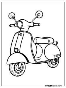 Cute scooter with simple, round wheels and a soft, curved handlebar ca