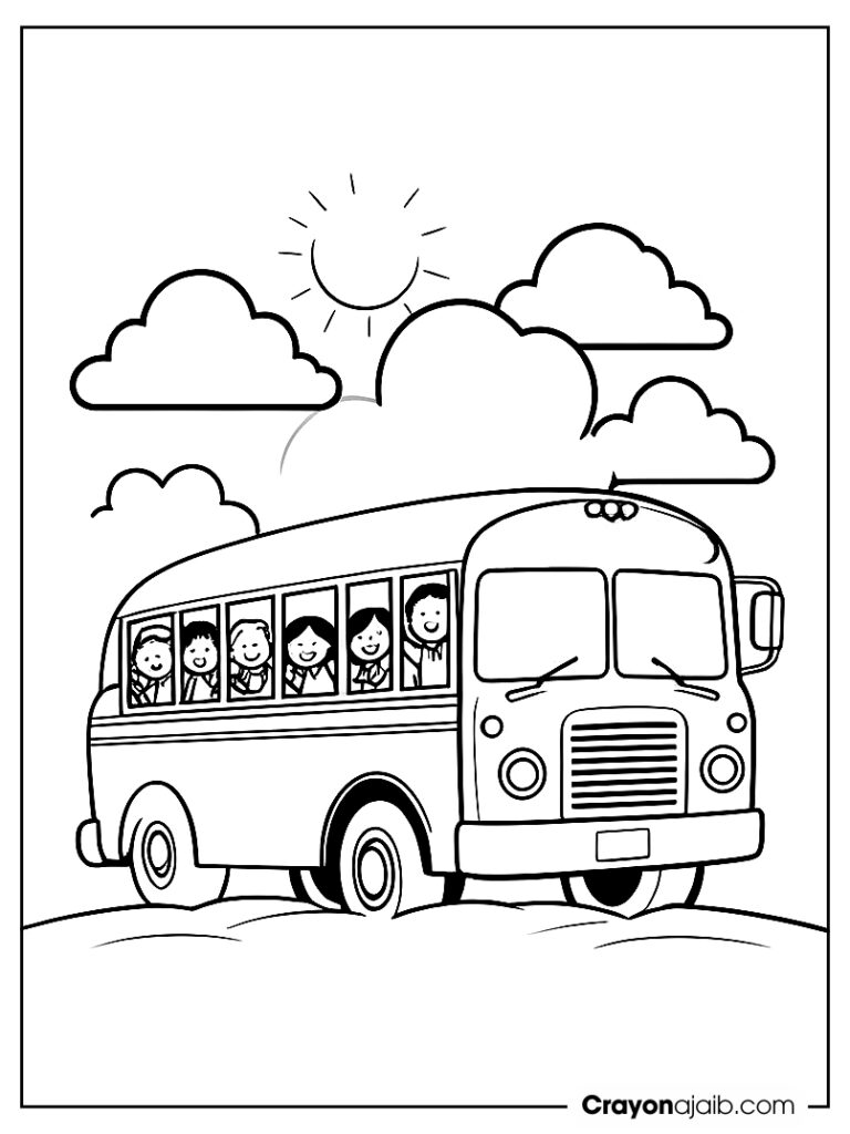 Illustration of kids waving from a school bus (1) ca