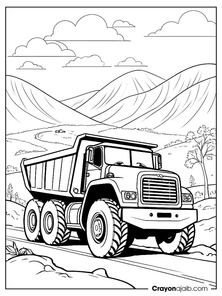 Image of a dump truck navigating a dirt road ca