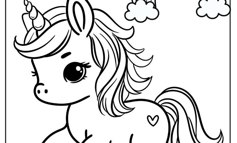 Magical unicorn coloring pages for kids adults