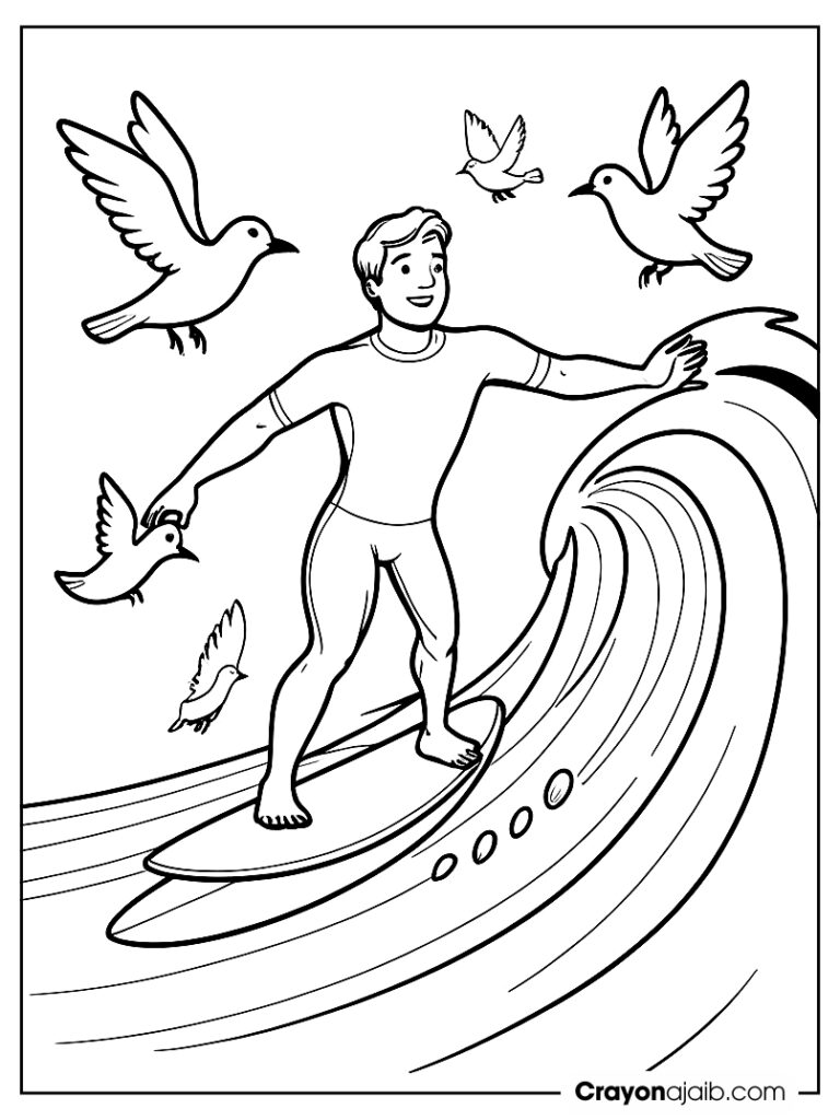 Popular surfer riding the waves coloring ideas ca