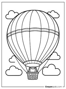 Simple hot air balloon with rainbow stripes ca