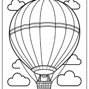 Simple hot air balloon with rainbow stripes ca