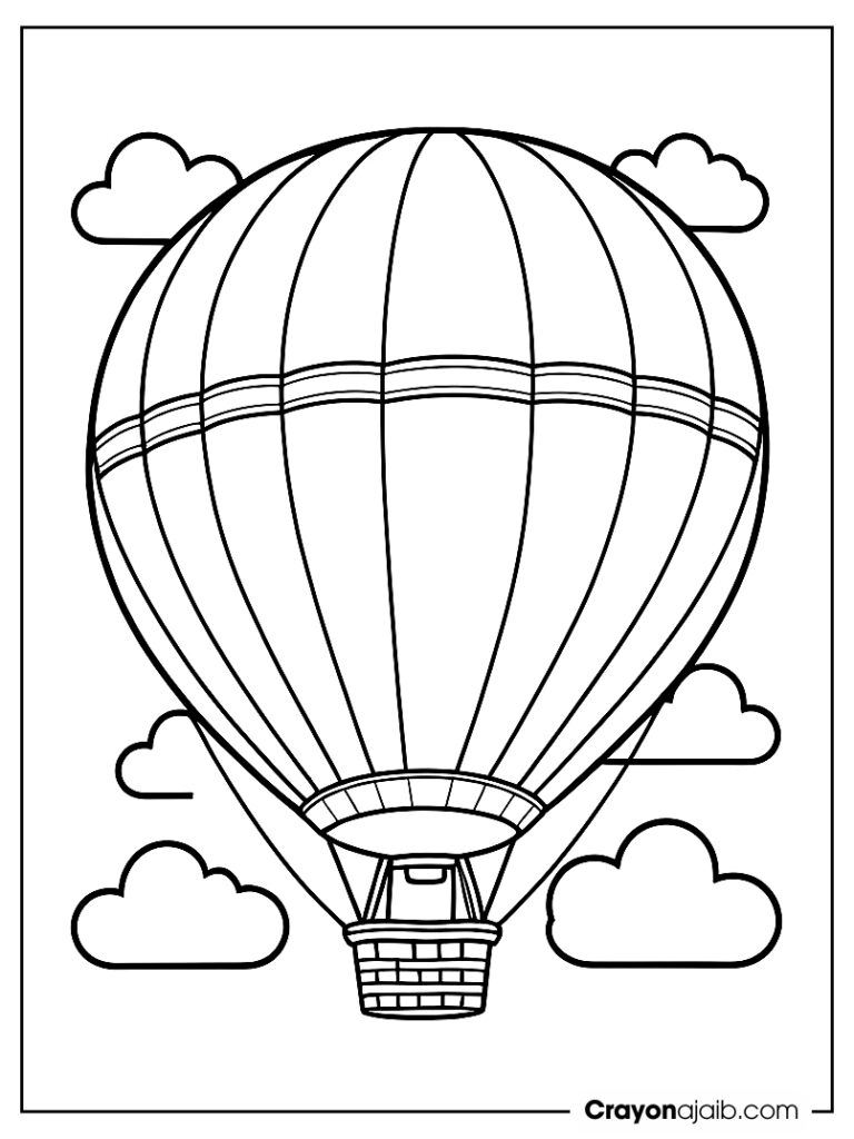 Simple hot air balloon with rainbow stripes ca