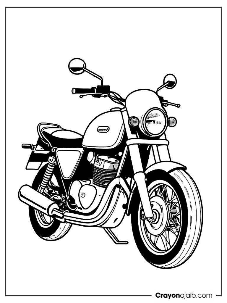 Simple outlines and thick black lines motorcycle ca