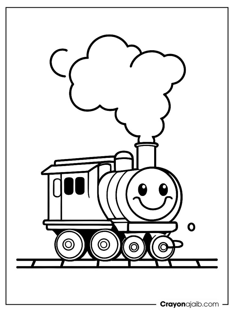 Smiling train with its puff of smoke ca