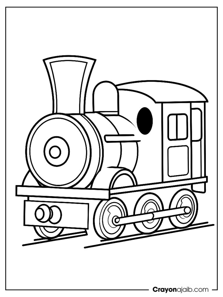 Toy train with a cheerful face on the front engine ca